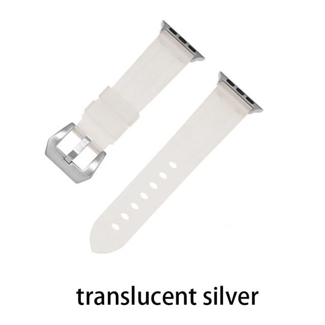 Watchbands translucent silver / 38MM or 40MM Camouflage Silicone Strap for Apple Watch 5 4 Band 44 Mm 40mm Sport Watchband Bracelet For IWatch Band 38mm 42mm Series 5 4 3 2|Watchbands|