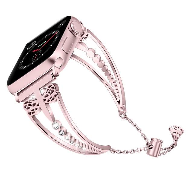Watchbands Rose-pink / 38mm Women Diamond strap For Apple Watch band 38mm 42mm iWatch 6 SE 5 4 band 40mm 44mm stainless steel strap Series 3/2/1 Accessories|Watchbands|