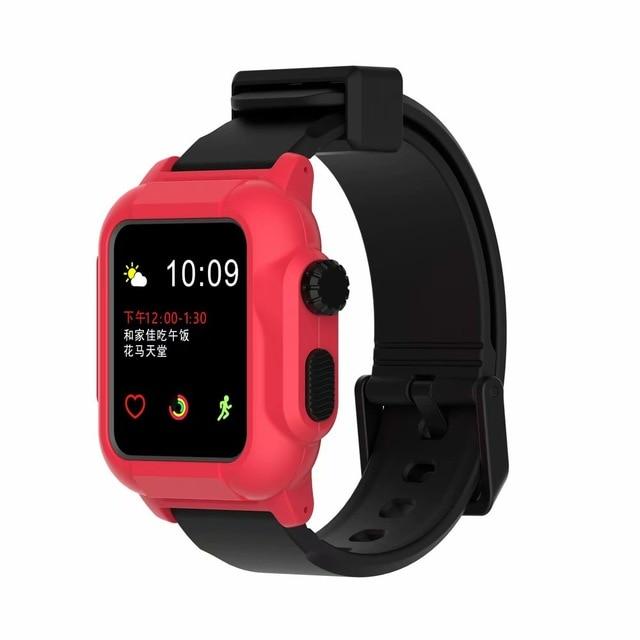 Watchbands Black Red case / 44mm  series 5 4 Waterproof strap for apple Watch 5 band 44mm 40m iWatch band 42mm Full Protector case+Luminous bracelet for apple watch 3 4 38mm|Watchbands|