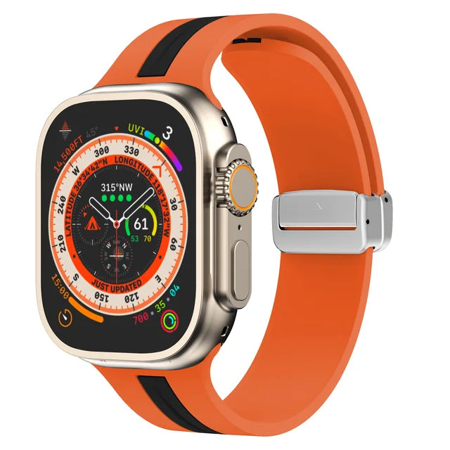 Magnetic buckle Strap For Apple Watch Ultra 2 band 49mm 44mm 40mm 45mm 41mm 38mm Silicone Bracelet iWatch series 7 3 6 5 se 8 9