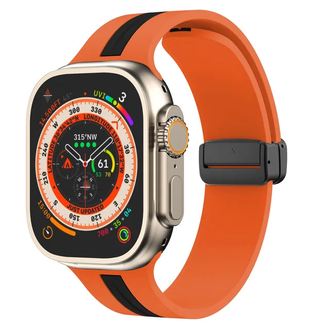 Magnetic buckle Strap For Apple Watch Ultra 2 band 49mm 44mm 40mm 45mm 41mm 38mm Silicone Bracelet iWatch series 7 3 6 5 se 8 9