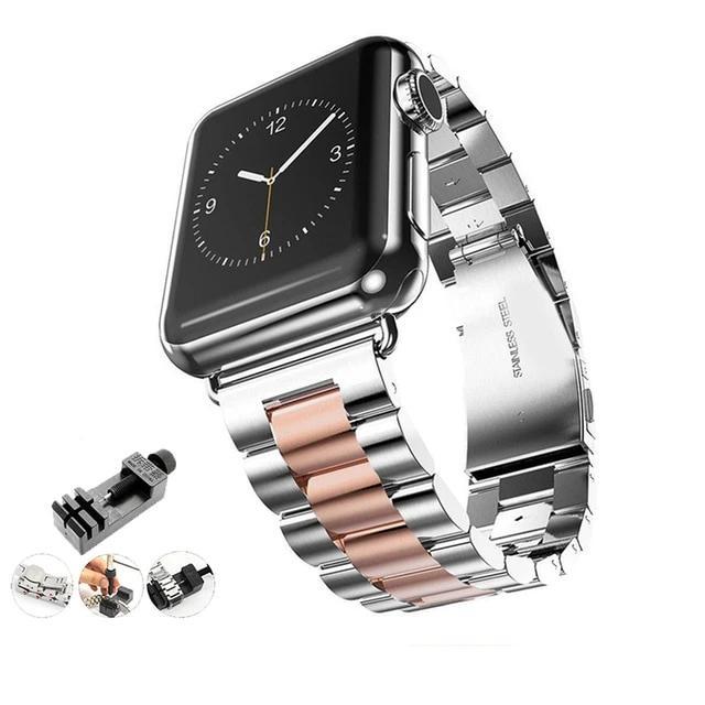 Watchbands Silver Rose Gold w/ Tool / 38mm or 40mm Stainless Steel Strap for Apple Watch Series 6 5 4 Band 38mm 42mm Bracelet Sport Band for iWatch 40mm 44mm strap