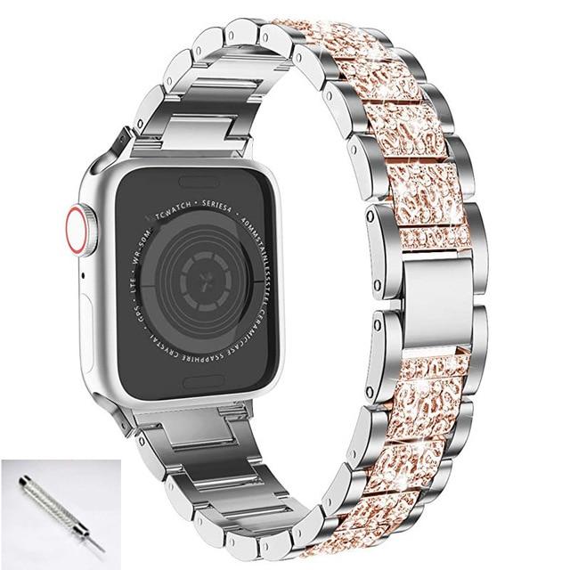 Watchbands silver rose gold / 38mm or 40mm TOOL Blue Bands For Apple Watch 6 5 4 SE 40mm 44mm watchband correa women pulseira bracelet for iwatch series 6 5 4 3 Strap 38mm 42mm|Watchbands|