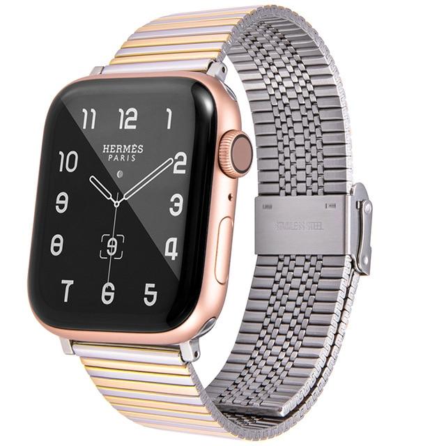 Watchbands silver rose gold / For 38mm and 40mm Stainless Steel Strap For Apple Watch band 42mm 38mm 1/2/3/4 Metal Watchband Bracelet Band for iWatch Series 4 5 6 SE 44mm 40mm|Watchbands|