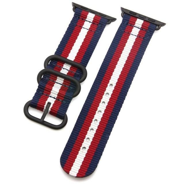 Watchbands blue red white / 38mm or 40mm NATO strap For Apple watch 5 band 44mm 40mm iWatch band 42mm 38mm Sports Nylon bracelet watch strap Apple watch 4 3 2 1 42/38 mm|Watchbands|