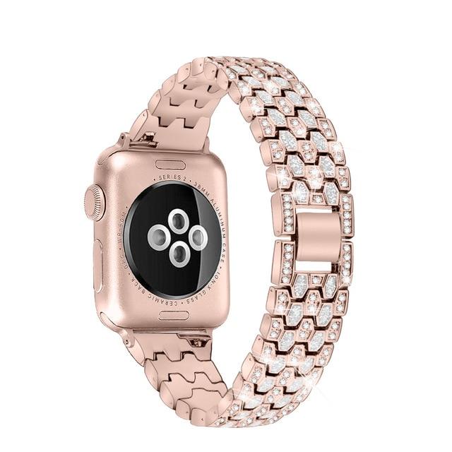 Watchbands Rose gold -Pink / 38mm Women Diamond Band For Apple Watch 40mm 44mm 38mm 42mm Glitter Metal Bracelet Strap For Apple watch 6 strap SE series 5 4 3 2 1|Watchbands