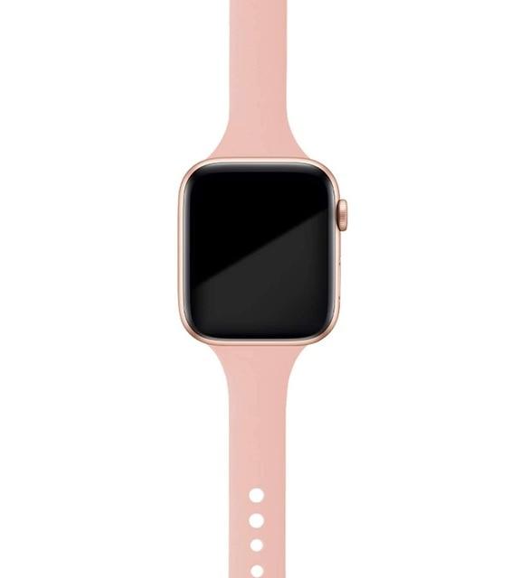 Watchbands Pink sand / 38mm or 40mm Slim strap for Apple watch band 38mm 44mm soft Sport Silicone wrsit women belt bracelet iWatch series 6 3 4 5 SE 40mm 42mm|Watchbands