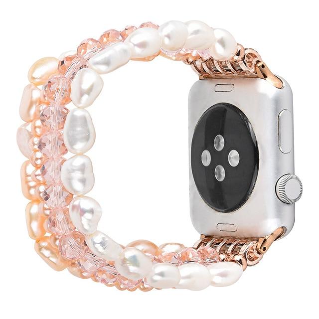 Watchbands style2 / 38mm or 40mm Pearl Strap for Apple Watch Series 5 4 3 2 Band Jewelry Crystal Bracelet for IWatch 38/40/42/44mm Watchband Diamond Woman Band|Watchbands|