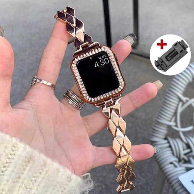Women Luxury Slim Strap For Apple Watch Band Series 6 5 4 High Quality Steel Bracelet iWatch 38/40/41mm 42/44/45mm Wristband |Watchband|