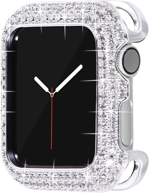 Watch Cases silver / 38mm series 1 2 3 Luxury Bling Cases For Apple Watch Diamond Bumper Protective Case for Apple Watch Cover 38MM 42MM 40MM 44MM Series 6 SE 5 4 3 2|Watch Cases