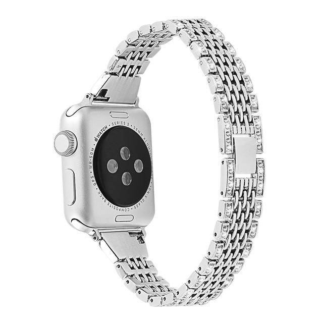 Watchbands silver / 38mm Diamond Stainless Steel Strap For Apple Watch band 38mm 42mm 40mm 44mm Bracelet for iwatch Serie 5 4 3 2 1 Women Replace strap|Watchbands|