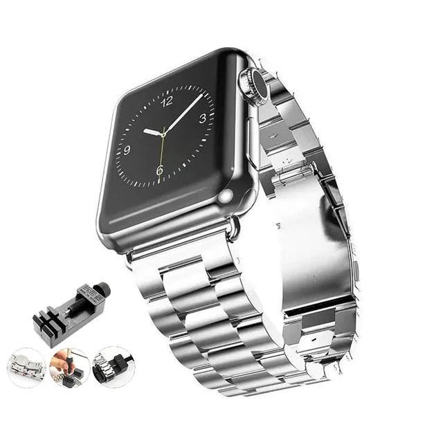 Watchbands Silver w/ Tool / 38mm or 40mm Stainless Steel Strap for Apple Watch Series 6 5 4 Band 38mm 42mm Bracelet Sport Band for iWatch 40mm 44mm strap