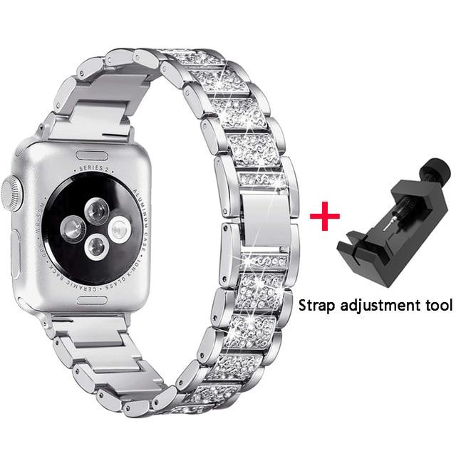 Watchbands Diamond Band + case For Apple Watch 40mm 44mm 38mm 42mm iWatch series 5 4 3 2 1 bracelet apple watch stainless steel strap women