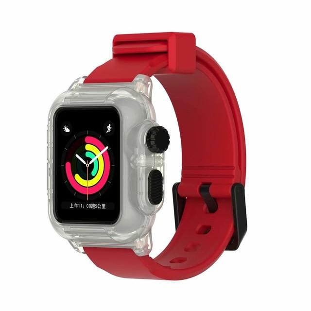 Watchbands Red Luminous case / 44mm  series 5 4 Waterproof strap for apple Watch 5 band 44mm 40m iWatch band 42mm Full Protector case+Luminous bracelet for apple watch 3 4 38mm|Watchbands|