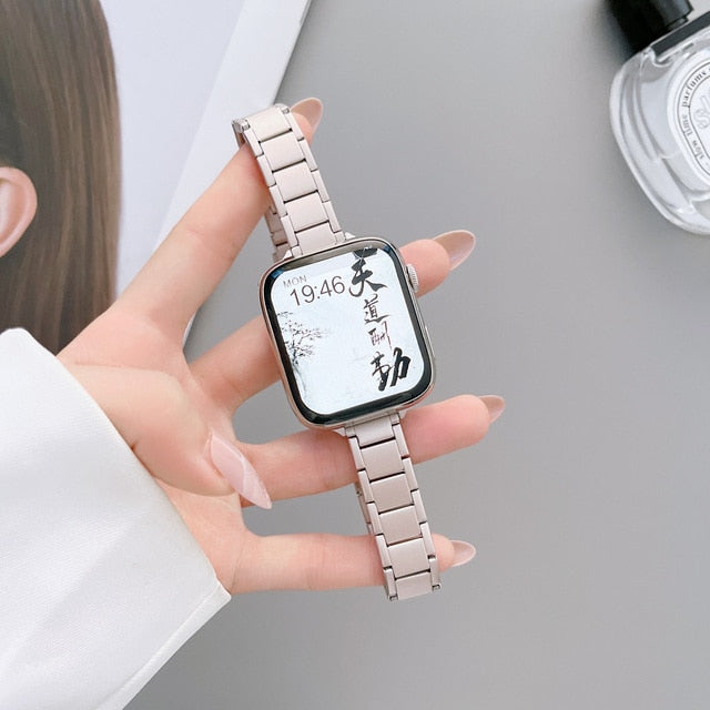 Starlight Steel Chain Band For Apple Watch Series 7 Se 6 5 4 3 2 1 Metal Bracelet Strap Iwatch 38mm 40mm 41mm 42mm 44mm 45mm