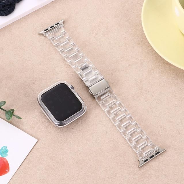 Watchbands Transparent-case / 38mm Silicone Case+Strap For Apple Watch Band 44mm 40mm 42mm 38mm Transparent Resin Bracelet Band For iWatch SE Series 6 5 4 3 2 1|Watchbands|