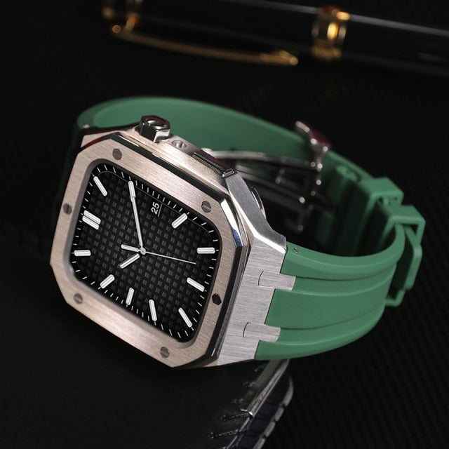 Luxury AP Metal Head Silicone Band For Apple Watch