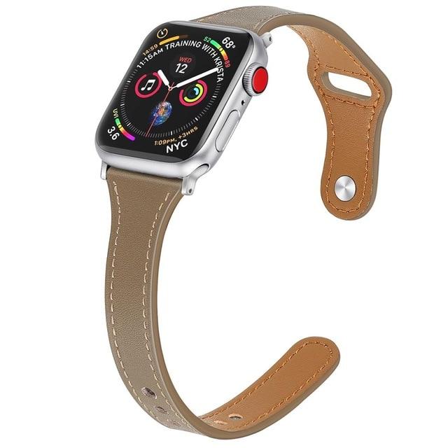 Watchbands brownness / 38mm or 40mm S Leather loop strap For Apple watch 5 band 44mm 40mm iWatch band 38mm 42mm Slim watchband bracelet pulseira Apple watch 5 4 3 2 1|Watchbands|