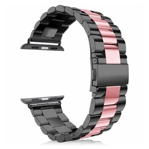 Watchbands Black Pink Band Only / 38mm or 40mm Stainless Steel Strap for Apple Watch Series 6 5 4 Band 38mm 42mm Bracelet Sport Band for iWatch 40mm 44mm strap