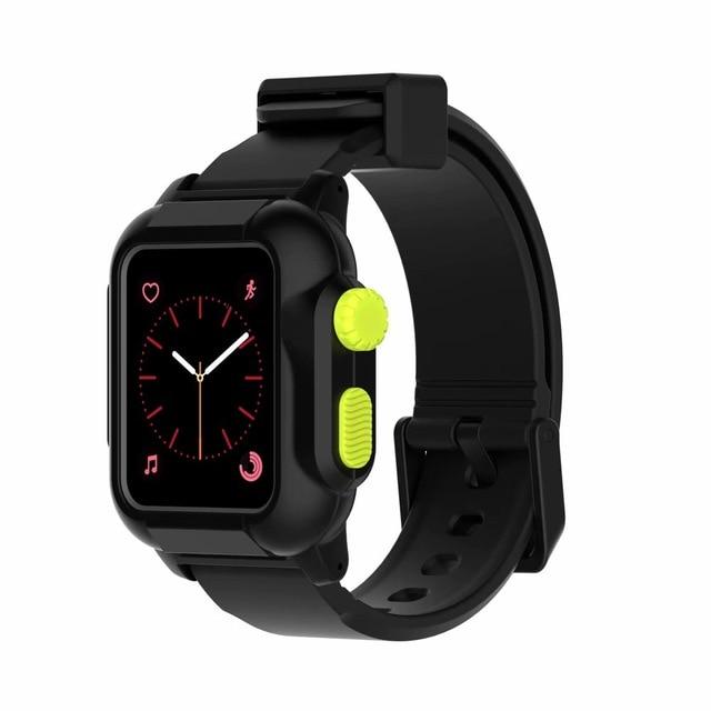 Watchbands Black Yellow button / 44mm Waterproof strap for apple Watch 5 band 44mm 40m iWatch band 42mm Full Protector case+Luminous bracelet for apple watch 3 4 38mm|Watchbands|