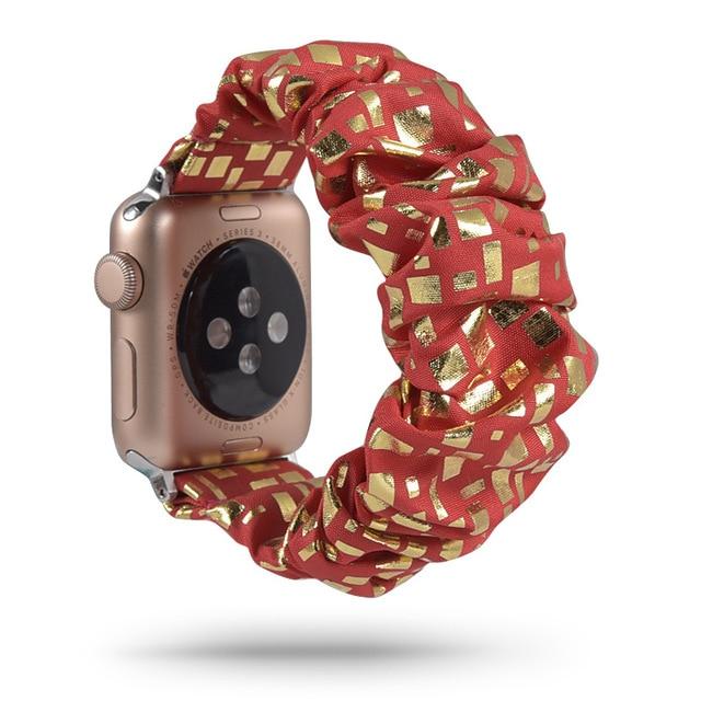 Watchbands red orange / 38mm Bling Scrunchies Elastic Strap for Apple Watch 5 4 Band 38mm 40mm Fabric Strap 42mm 44mm Series 5 4 3 2 Bracelet Watchband|Watchbands|