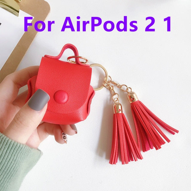 For Apple Airpods earphone 1 2 Pro Case Cute leather Accessories protector kawaii tassel earphone shell for AirPods Pro Cases|Earphone Accessories|
