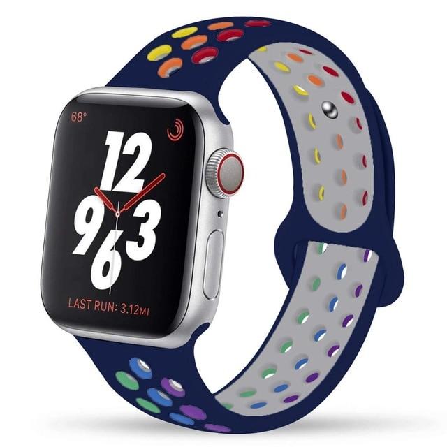 Watchbands midnight pride / 38 40mm SM Strap For apple watch 6 band 44mm 40mm iwatch band 42mm 38mm silicone bracelet Pride Edition for apple watch series 5 4 3 2 SE|Watchbands|