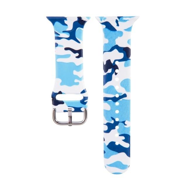 Watchbands Camouflage blue / 38mm 40mm Leopard Printing Silicone Strap for Apple Watch Band 44MM 40MM 38MM 42MM Floral Bracelet Belt for iWatch Series 6 SE 5 4 3 2 1|Watchbands|