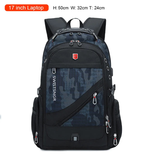 3 Off 2024 Waterproof 17 Inch Laptop Backpack Men USB Charging Trav www.Nuroco