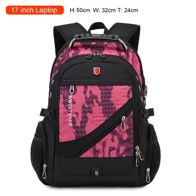 3％ Off | 2024 Waterproof 17 Inch Laptop Backpack Men USB Charging Travel Backpack Women Oxford Rucksack Male Vintage School Bag Mochila