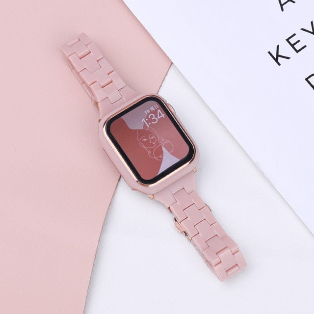 Resin Strap For Apple Watch Band 44mm 40mm 45mm 38mm 42mm 41mm