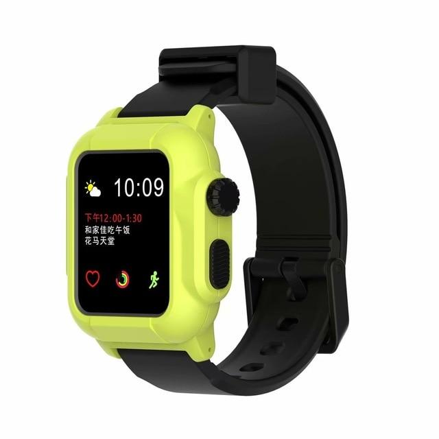 Watchbands Black Yellow case / 44mm  series 5 4 Waterproof strap for apple Watch 5 band 44mm 40m iWatch band 42mm Full Protector case+Luminous bracelet for apple watch 3 4 38mm|Watchbands|