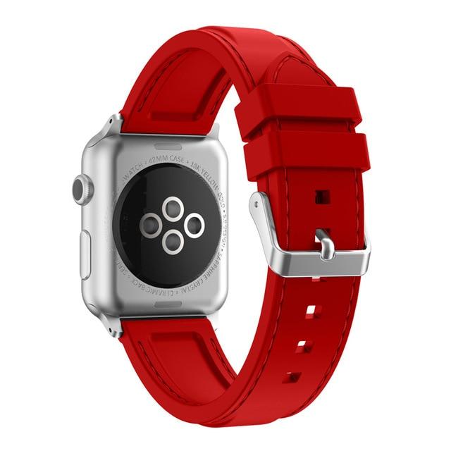 Watchbands red / 38mm Silicone strap For Apple Watch band 38mm 42mm 40mm 44mm iWatch Bracelet sport band for apple watch series 6 SE 5 4 3 2 watchband|Watchbands|