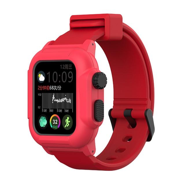 Watchbands red / 40mm Dive Waterproof Sports Band Case Cover for Apple Watch Case Series 6 5 4 3 2 Silicone Band 44mm 42mm 40mm Strap Shockproof Frame|Watchbands|