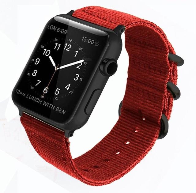 Watchbands red / 38mm 40mm Nato strap For Apple watch band apple watch 5 3 4 band 44mm 40mm 42mm 38mm iwatch band correa woven nylon Bracelet Watchband|Watchbands