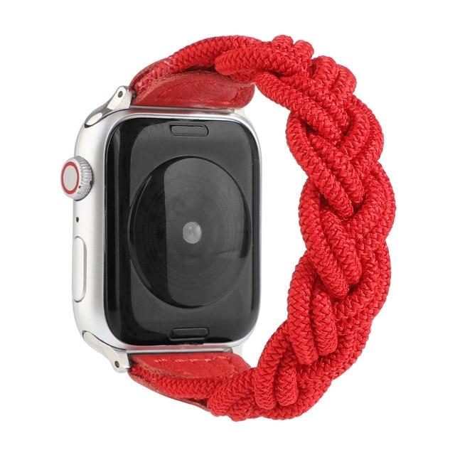 Watchbands red / For 38mm and 40mm Woven Strap for Apple Watch Band 44mm 40mm iWatch bands 38mm 42mm Belt Nylon Sport Loop bracelet watchband for series 6 5 4 3 SE|Watchbands|