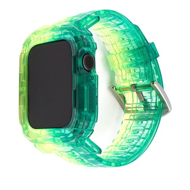 Watchbands Yellow Green / 38mm 40mm Silicone Rubber watch band strap loop for iwatch 6se 5 4 40mm 44mm sport wristband for apple watches 38mm 42mm series 6/5/4/3/2|Watchbands|