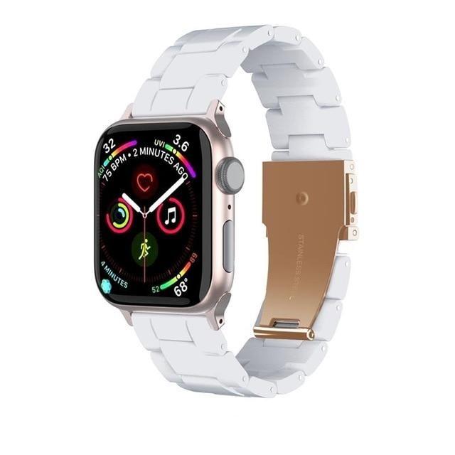 Watchbands Pure White / 38mm / 40mm Copy of Quality Resin Strap Imitation Ceramic Accessories watchband bracelet for apple watch series 6 5 4 Men Women Unisex iWatch 38mm/40mm 42mm/44mm