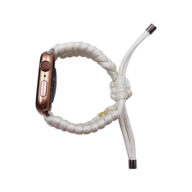Watchbands white / 38MM or 40MM Outdoors Survival Rope Strap for Apple Watch 5 4 Band 44 Mm 40mm 42mm 38mm for IWatch Bracelet Series 5 4 3 44mm Stretchable|Watchbands|