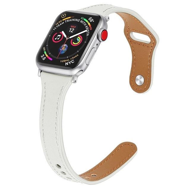 Watchbands white / 38mm or 40mm S Leather loop strap For Apple watch 5 band 44mm 40mm iWatch band 38mm 42mm Slim watchband bracelet pulseira Apple watch 5 4 3 2 1|Watchbands|