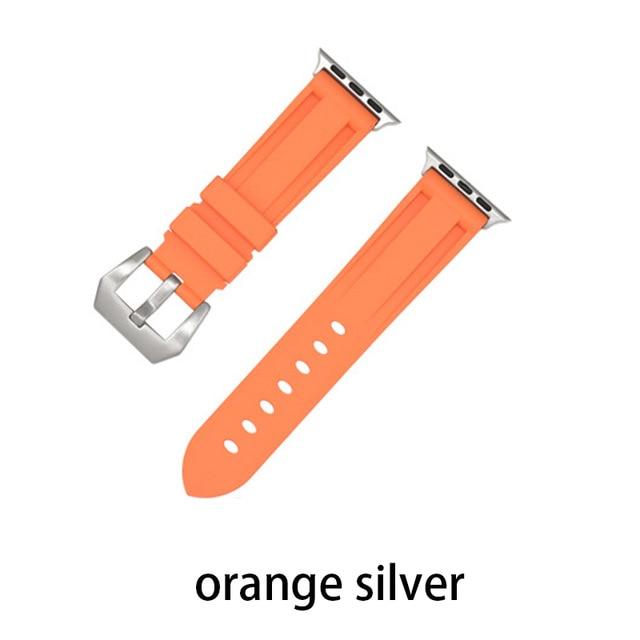 Watchbands orange silver / 38MM or 40MM Camouflage Silicone Strap for Apple Watch 5 4 Band 44 Mm 40mm Sport Watchband Bracelet For IWatch Band 38mm 42mm Series 5 4 3 2|Watchbands|