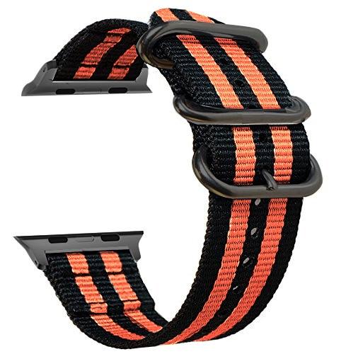 Watchbands Black Orange / 38mm 40mm Nato strap For Apple watch band apple watch 5 3 4 band 44mm 40mm 42mm 38mm iwatch band correa woven nylon Bracelet Watchband|Watchbands