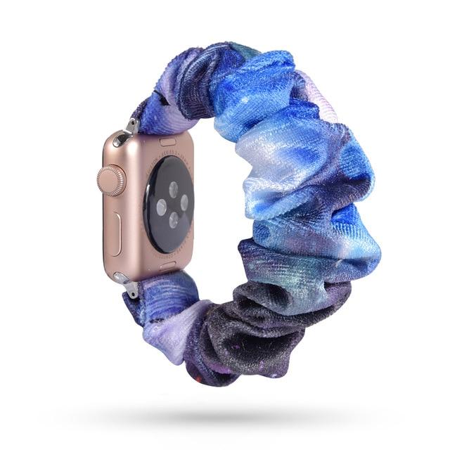 Watchbands color blue / 38mm or 40mm Scrunchie Elastic Watch Straps for iwatch Bracelet 6 5 4 3 40 44mm Watchband for Apple Watch 6 5 4 3 2 38mm 42mm Band Christmas|Watchbands