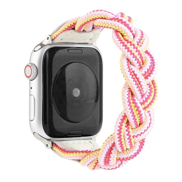 Watchbands color pink / For 38mm and 40mm Woven Strap for Apple Watch Band 44mm 40mm iWatch bands 38mm 42mm Belt Nylon Sport Loop bracelet watchband for series 6 5 4 3 SE|Watchbands|