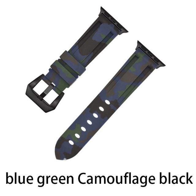 Watchbands Camouf blue green b / 38MM or 40MM Camouflage Silicone Strap for Apple Watch 5 4 Band 44 Mm 40mm Sport Watchband Bracelet For IWatch Band 38mm 42mm Series 5 4 3 2|Watchbands|