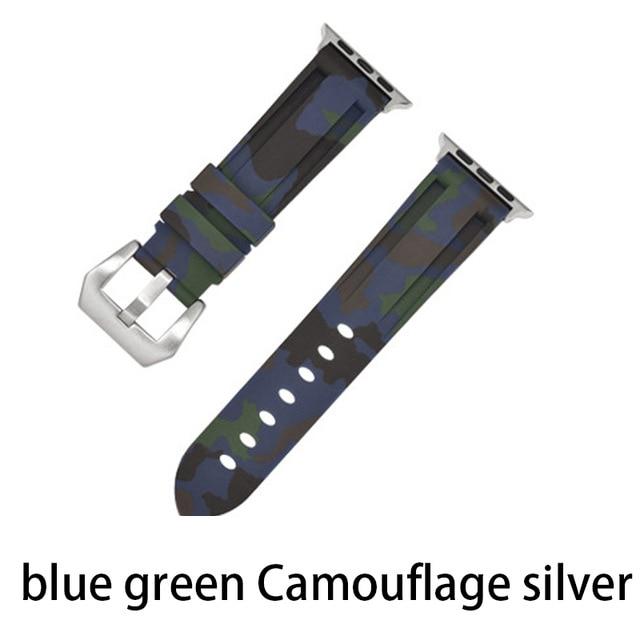 Watchbands Camouf blue green s / 38MM or 40MM Camouflage Silicone Strap for Apple Watch 5 4 Band 44 Mm 40mm Sport Watchband Bracelet For IWatch Band 38mm 42mm Series 5 4 3 2|Watchbands|