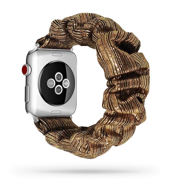 Watchbands Brown-Gold-Flash / 38mm or 40mm Scrunchie Elastic Watch Straps for iwatch Bracelet 6 5 4 3 40 44mm Watchband for Apple Watch 6 5 4 3 2 38mm 42mm Band Christmas|Watchbands