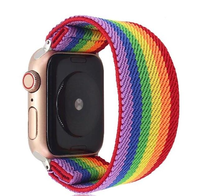 Watchbands Rainbow 2 / 38mm 40mm S-M Elastic Nylon Solo Loop Strap for Apple Watch Band 6 38mm 40mm 42 mm 44 mm for Iwatch Series 6 5 4 3 2 Watch Replacement Strap|Watchbands|