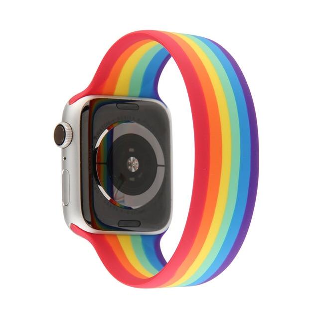 Home Rainbow01 / 38mm or 40mm / S Silicone Solo loop For apple watch band 42 mm series 6 SE 5 4 Elastic Belt bracelet band for iWatch Series 3 4 5 SE 6 Strap 38mm| |