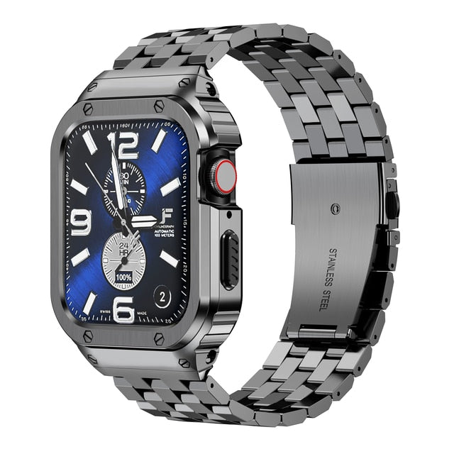 31％ Off | Stainless Steel Strap+Case For Apple Watch Band 49mm 45mm 44mm (not watch) bracelet Bumper Cover iwatch serie 4 5 SE 6 7 8 Ultra